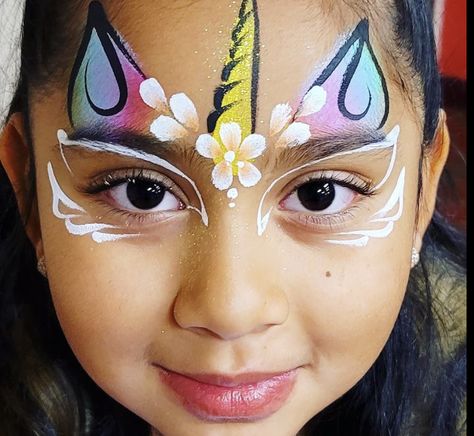 Face Painting Cute Simple, Face Painting Easy Unicorn, Back To School Face Paint, Half Face Painting Ideas, Simple Face Painting Step By Step, Unicorn Facepainting Kids Easy, Cactus Face Paint, Face Painting Ideas Unicorn, Children’s Face Paint