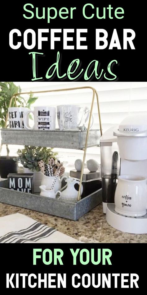 Coffee Bar Ideas Corner Counter, Coffee Station For Small Spaces, Small Counter Coffee Bar, Organization Coffee Station, Mini Coffee Station Small Spaces, Coffee And Tea Station Countertop Kitchen, How To Create A Coffee Station, Small Coffee Bar On Countertop, Coffee Station Countertop Ideas