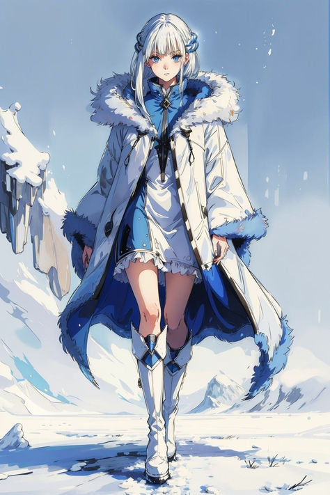 Winter Outfits Anime, Winter Character Design, Digital Art References, Ice Oc, Winter Oc, Emilia Re Zero, Creative Digital Art, Anime Classroom, Classroom Of The Elite