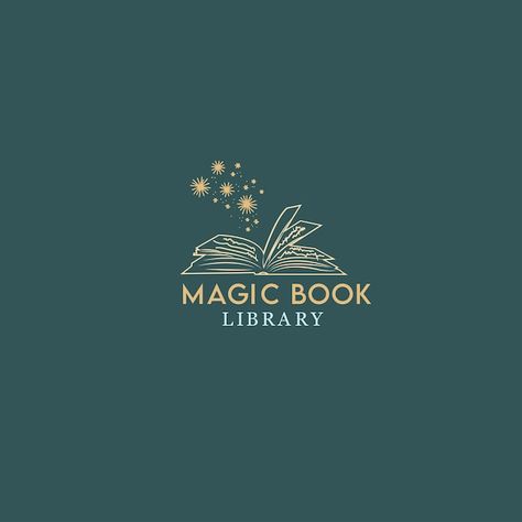 Vector magic book logo design | Premium Vector #Freepik #vector #marketing-logo #graphic-logo #personal-logo #logo-templates Book Logos Ideas, Book Club Logos, Author Logo Design, Book Club Logo Design, Library Graphic Design, Book Store Branding, Book Logo Aesthetic, Book Logo Ideas, Bookstore Logo Design