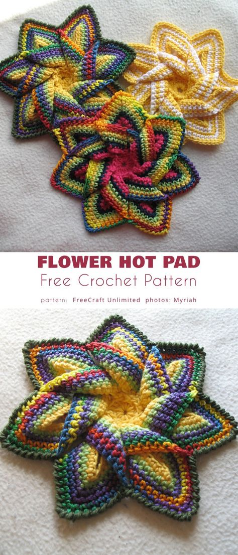 Varigated Crochet Patterns Free, Danish Heart, Mexican Crochet, Cloth Craft, Crochet Potholder, Crochet Potholder Patterns, Crochet Hot Pads, Coaster Pattern, Crocheting Patterns