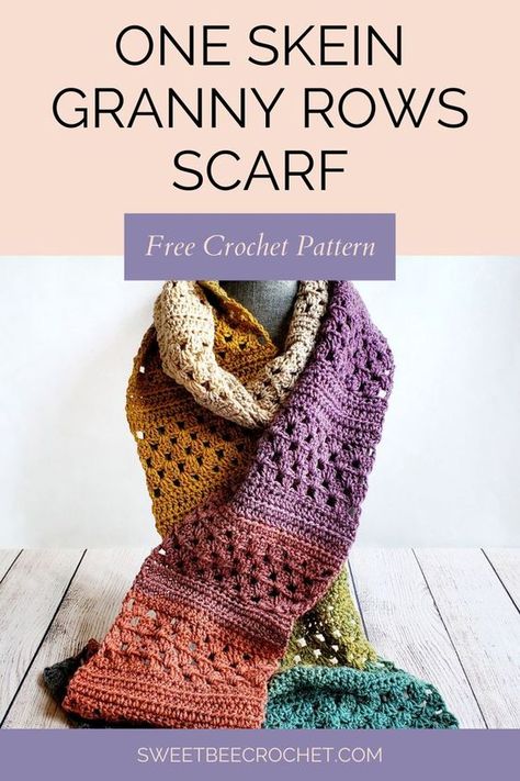 Lion Brand Mandala Yarn, One Skein Crochet, Mandala Yarn, Crocheted Scarf, Crochet Scarf Pattern Free, Crochet Shawl Pattern Free, Crochet Shawls And Wraps, Shawl Crochet Pattern, Scarf Crochet Pattern