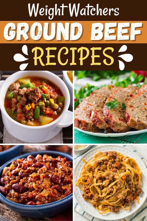 These Weight Watchers ground beef recipes keep dinner exciting! From stroganoff to cheeseburger pasta to meatloaf, these healthy dishes are sure to please. E2m Recipes Ground Beef, Weight Watchers Ground Beef, Weight Watcher Recipes With Ground Beef, Dash Diet Ground Beef Recipes, Hamburger Weight Watchers Recipes, Ww Recipes With Ground Beef, Weight Watcher Beef Recipes, Ww Recipes Ground Beef, Ww Recipes With Hamburger Meat