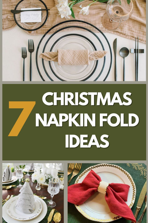 christmas napkin fold ideas Tree Folded Napkin, Napkin Folded Like Christmas Tree, Setting The Table For Christmas, Serviette Folding Ideas Christmas, Cool Napkin Folding Ideas, Christmas Tree Napkins Fold, Folding Cloth Napkins For Christmas, Easy Christmas Napkin Folding, Folding Paper Napkins For Christmas