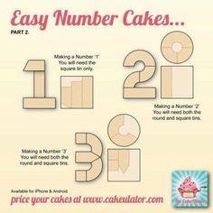 How to make number 1,2 and 3 shaped cakes Number 2 Cakes, Number One Cake, Number 1 Cake, Number Birthday Cakes, Cakes To Make, 2 Birthday Cake, Number Cake, Cake Shapes, Simple Birthday Cake