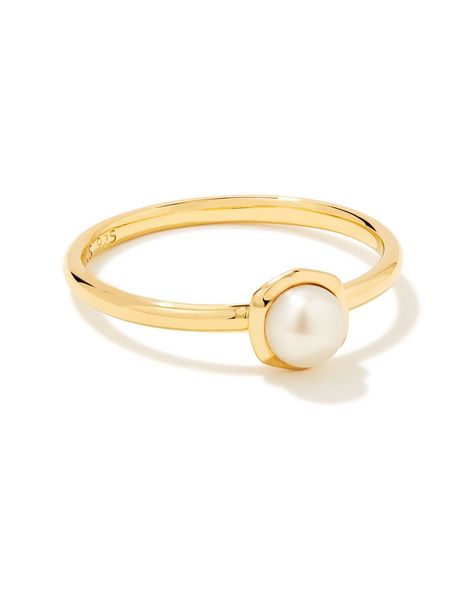 With its smooth hexagonal frame and gorgeous cultured freshwater pearl, the Davie Pearl 18k Gold Vermeil Band Ring in White Pearl is an instant classic. Pair it with other pearl pieces for a coordinated look or wear it with your favorite rings for an eclectic stack. Metal 18k Yellow Gold Vermeil What is Vermeil? Vermeil (that’s pronounced ver-may) is a gold plating technique that dates back to the 19th century. While other jewelers plate over less durable metals, our vermeil starts with a Sterli Metallic Rings, Preppy Jewelry, Jewelry Accessories Ideas, Jewelry Lookbook, Demi Fine Jewelry, New Jewelry, Freshwater Cultured Pearls, Girly Jewelry, Favorite Rings