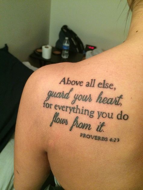 Above All Else Gaurd Your Heart Proverbs 4 23 Tattoo, Proverbs 4 23 Tattoo Ideas, Bible Verse Stomach Tattoo, Proverbs Tattoo Women, Proverbs 4 23 Tattoo, Trust God Tattoo, Proverbs Tattoo, Biblical Tattoos For Women Sleeve, Purpose Tattoo