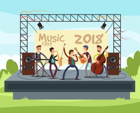 Outdoor summer festival concert with pop music band playing music outdoor on sta , #AFFILIATE, #music, #pop, #playing, #band, #summer #ad Instrument Design, Indie Festival, Band Playing, Star Book, Outdoor Stage, Festival Logo, Concert Flyer, Outdoor Music, Jazz Poster