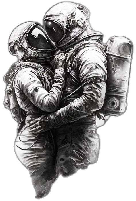 Two Astronauts Tattoo, Space Helmet Drawing, Galaxy Ideas, Space Tattoo Sleeve, Amor Tattoo, Astronaut Drawing, Helmet Drawing, Astronaut Tattoo, Planet Drawing