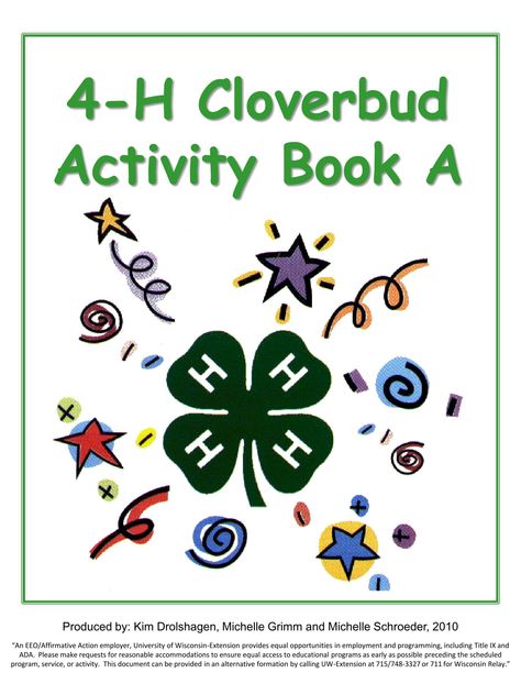 4-H Cloverbud Activity Book A - Taylor County - University of ... 4h Cloverbud, County Fair Projects, 4 H Clover, 4h Projects, 4h Ideas, 4 H Club, Meeting Activities, Horse Club, University Of Reading