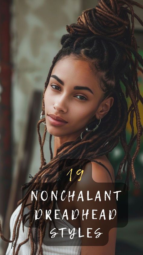 Looking to redefine your dreadhead look? Click for 19 nonchalant and effortlessly cool dreadhead styles. 🌟💆‍♂️✨ #Dreadhead #HairStyle #NonchalantLooks #CoolDreads #StyleInspiration Rough Locs Hairstyles, Style For Dreadlocks, Dread Hair Styles For Women, Hairstyles For Long Dreads, Simple Dreadlocks Styles, Easy Dreadlock Hairstyles, Long Loc Styles Women Updo, Synthetic Dreads Styles, Dreads Hairstyle For Women