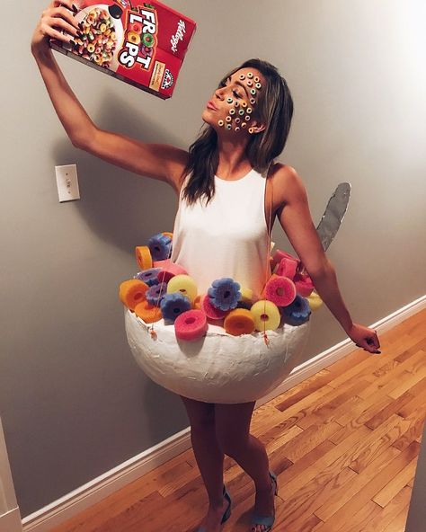 Froot Loops Costume, Fruit Loops Costume, Cereal Halloween Costume, Snack Costume, Dippin Dots Costume, Food Costume Ideas, Cereal Costume, Cotton Candy Costume, Froot Loop