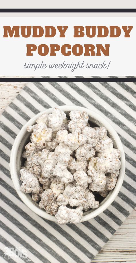 Muddy Buddy Popcorn, Muddy Buddy, Dessert Squares, Best Popcorn, Popcorn Bowl, Popcorn Recipe, Muddy Buddies, Popcorn Recipes, Puppy Chow