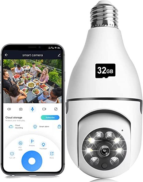 Amazon.com : YUOCHY 1080P Light Bulb Camera, Wireless 2.4GHz WiFi Home Security Camera, 360° Surveillance Cam with Motion Detection Alarm Night Vision Light Socket Camera(Included 32G SD Card), (E27) : Electronics Light Bulb Camera, Home Security Camera, Wireless Home Security, Wireless Camera, Home Camera, Home Surveillance, Video Lighting, Security Surveillance, Wifi Camera