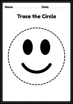 Trace the circle with smiley worksheet for kindergarten and preschool kids for educational handwriting activities in a printable PDF page from Kids Nex.More from TPT from Kids Nex:https://www.teacherspayteachers.com/Store/Kids-Nex... Circle Crafts Preschool, Shape Worksheets For Preschool, Shapes Lessons, Worksheet For Kindergarten, Letter Recognition Worksheets, Preschool Activities Printable, Toddler Lessons, Handwriting Activities, Prek Classroom