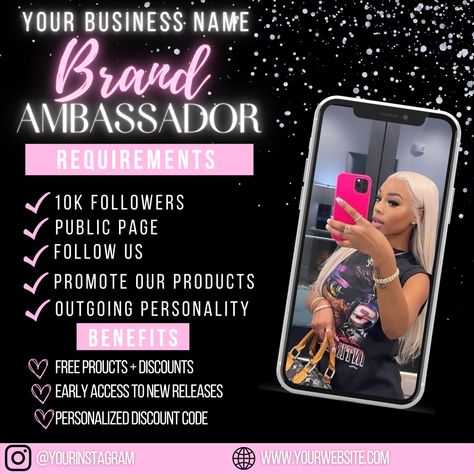 Brand Ambassador Flyer Social Media Flyer Boutique Flyer - Etsy Nail Tech Brand Ambassador, Wig Brand Ambassador, Instagram Business Name Ideas, Hair Giveaway Flyer, Hair Brand Ambassador Contract, Hair Class Flyer, Model Search Flyer, Brand Ambassador Requirements, Brand Ambassador Wanted Post Hair