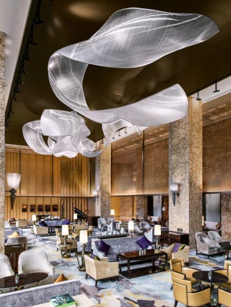 Hotel Lobby Design, Interior Ceiling Design, Glass Installation, Lobby Design, Ceiling Installation, Jw Marriott, Lighting Design Interior, Hotel Interior, Hotel Lobby