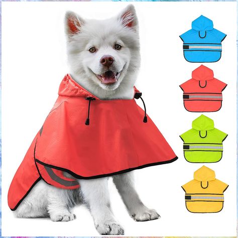 Candofly Dog Raincoat Hooded Poncho - Adjustable Waterproof Dog Rain Jacket Lightweight Reflective Dog Rain Coat Pet Slicker Dog Rain Coat, Corgi Names, Poncho Design, Led Dog Collar, Dog Raincoat, Hooded Poncho, Waterproof Coat, Dog Costumes, Dog Jacket