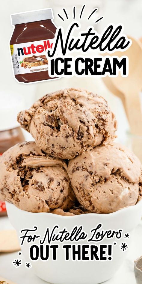 Nutella Ice Cream Iced Cream Recipe, Ice Cream Recipe No Churn, Nutella Ice Cream Recipe, Iced Cream, Cookie Monster Ice Cream, How To Make Nutella, Nutella Ice Cream, Hazelnut Ice Cream, Nutella Lover