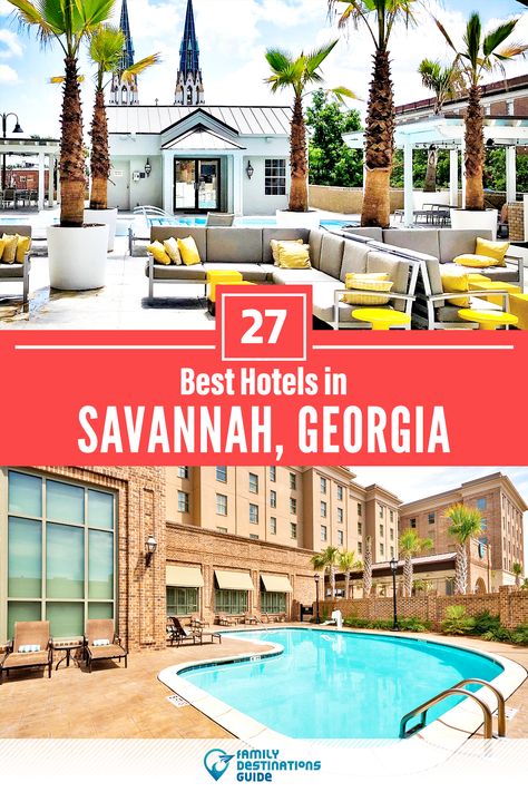 Want to see the best hotels in Savannah, GA? We’re FamilyDestinationsGuide, and we’re here to help: From incredible luxury hotels and resorts, to nice budget hotels with a view, discover the BEST hotels to stay in Savannah - so you get memories that last a lifetime! #savannah #savannahhotels #hotelsinsavannah #besthotelsinsavannah #hotelstostayinsavannah Savannah Georgia Hotels, Best Resorts For Kids, Christmas Vacation Ideas, Georgia Islands, Resorts For Kids, Savannah Hotels, Savannah Beach, Getaways For Couples, Summer Vacation Ideas