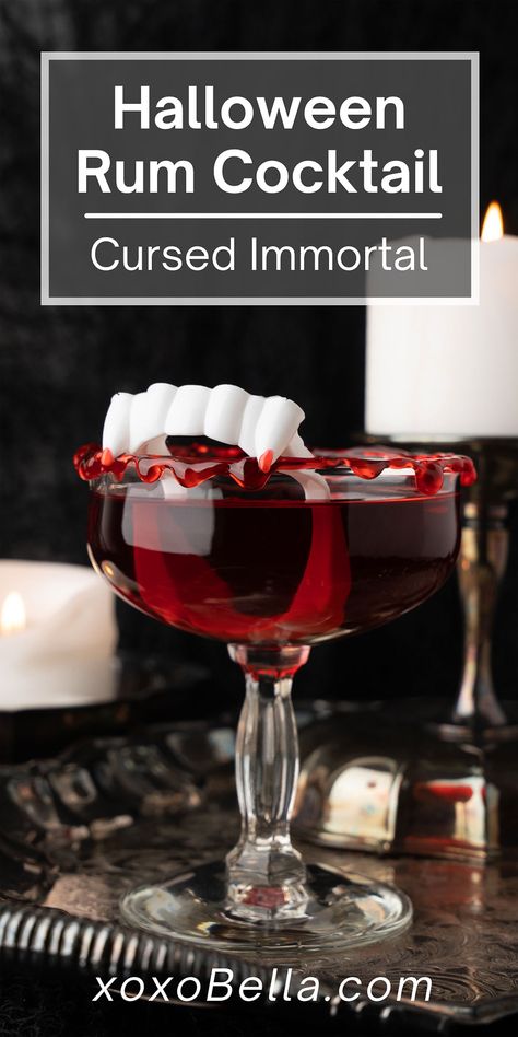 When the spooky season rolls around, there are plenty of exciting recipes to make, but don't forget about cocktails! This red Halloween rum cocktail is a great party beverage. Made with black cherry rum, fruit juice and more, it's a blood red cocktail which is delicious as well as perfectly fitting for the occasion. You’re going to love this delicious Halloween rum cocktail. It's a cute rum Halloween drink with fruit juices, black cherry rum and novelty fangs! #halloween #cocktail #rum #red Red Alcoholic Drinks, Drinks Made With Rum, Black Cherry Rum, Halloween Punch Recipes, Halloween Party Drinks, Rum Punch Recipes, Halloween Drinks Alcohol, Halloween Food Appetizers, Rum Cocktail Recipes