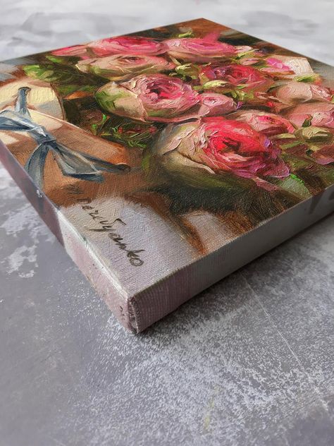 image 6 Rose Artwork, Flowers Oil Painting, Original Canvas Art, Art Journal Techniques, Female Art Painting, Garden Painting, Creative Painting, Bob Ross, Oil Painting Flowers