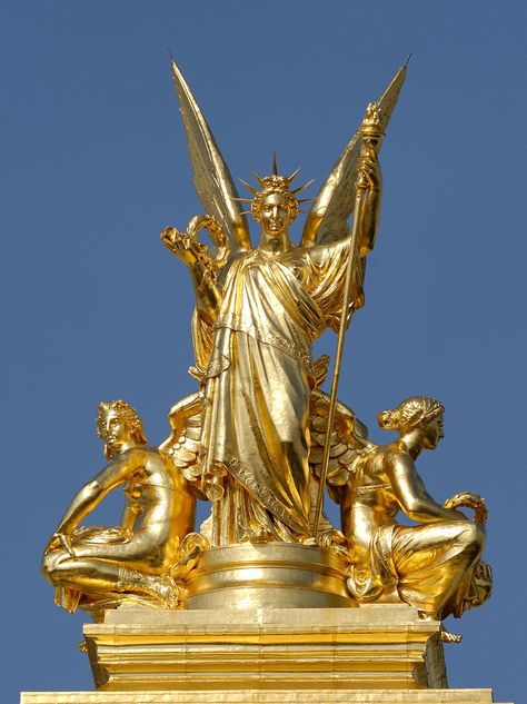 "Poetry" - L'Opera Garnier Paris Opera Garnier Paris, Antique Bronze Statue, Heavenly Angels, Charles Garnier, Paris Opera House, Opera Garnier, City Of Paris, Gold Statue, A Night At The Opera