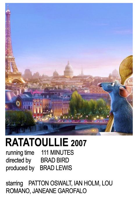 Ratatouille Poster, Movie Polaroids, Brad Bird, Posters Minimalist, Oliver And Company, Minimalist Posters, Film Disney, Movie Poster Wall, Picture Collage Wall