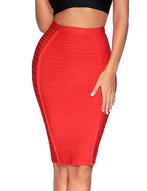 Meilun Women's Waist Sheath Straight Bandage Skirt Pencil Dress X-Small Red Cheap Red Pencil Skirt For Party, Red Stretch Pencil Skirt For Party, Cheap Red Pencil Mini Skirt, Red Fitted Pencil Skirt, Red Stretch Knee-length Pencil Skirt, Bandage Skirt, Midi Skirt Pencil, Stylish Jackets, Pencil Dress