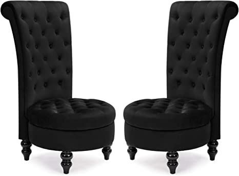 Avawing Queen Throne Chairs for 2,Retro Armless Sofa Chair for Bedroom Living Room,deep seat Chair with Sturdy Wood Legs (2, Black) Armless Chair Living Room, Queen Throne, High Back Accent Chairs, Throne Chairs, Royal Chair, Black Chairs, Gothic Furniture, Throne Chair, Armless Sofa