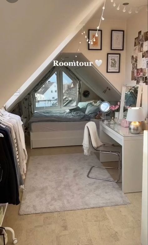 Room Decor Clean Girl, Minimal Maximalism, Desk Pillow, White Room Decor, Attic Bedroom, Redecorate Bedroom, Dream House Rooms, Cozy Room Decor, Room Makeover Bedroom