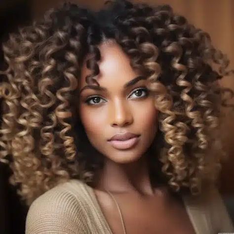 Middle Part Voluminous Crochet Curls Middle Part Crochet Hairstyles, Crochet Afro Hairstyles, Fierce Hairstyles, Wavy Braids, Quick Styles, Black Women Hair Color, Crochet Curls, Curly Crochet Braids, Crochet Hairstyles