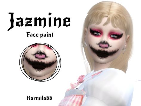 Sims 4 Cc Jazmin Bean, Sims 4 Yandere Cc, Sims 4 Cc Face Paint, Sims 4 Cc Goth Makeup, Goth Sims 4, Ts4 Makeup, Jazmine Bean, Sims 4 Cc Goth, Ts4 Mods