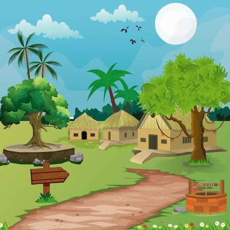 Village Background Indian, Free Cartoon Images, Village Scene Drawing, Village Background, Free Green Screen Backgrounds, Walls Art, Photoshop Backgrounds Backdrops, Doodle Background, Moving Backgrounds