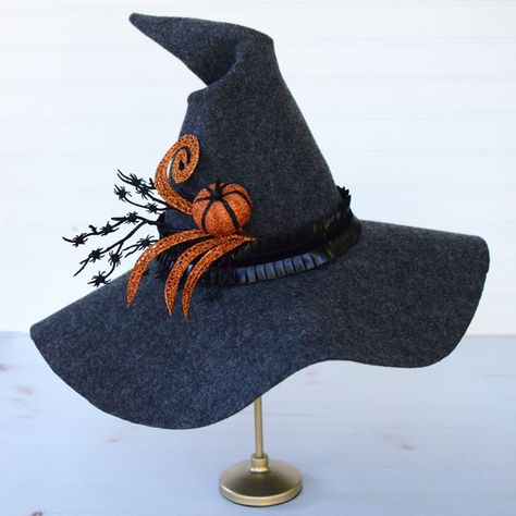 Witch Hat Sewing Pattern, Make Your Own Hat, Felt Witch, Felt Witch Hat, Scarecrow Hat, Hat Sewing Pattern, Hat Sewing, Halloween Fest, Halloween Sewing