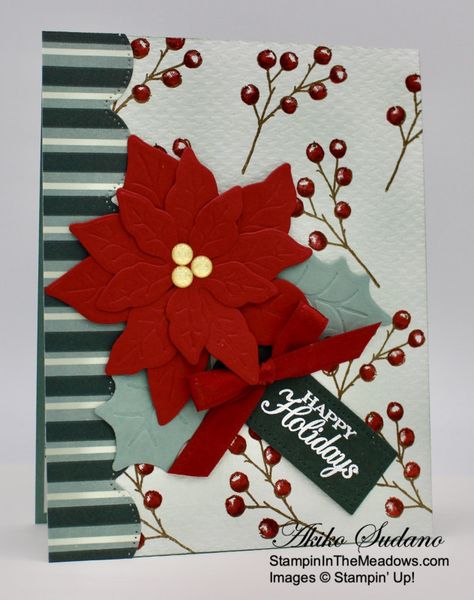 Stampin Up Poinsettia, Poinsettia Cards, Holiday Stamping, Christmas Poinsettia, Stampin Up Christmas, Su Cards, The Meadows, Holiday Items, Holiday Catalog