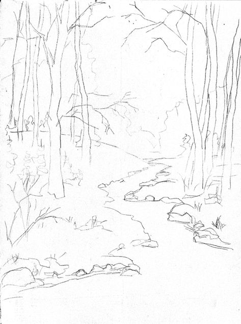 Winter Forest Drawing, Magical Forest Sketch, Forest Drawing Sketch, Simple Forest Drawing, Forest Scenery Drawing, Draw Forest, Background Perspective, Scenery Tattoo, Hatch Drawing