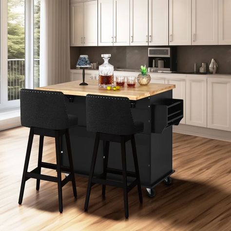 Winston Porter Winston Porter Rolling Kitchen Island With Drop Leaf, 43.3" Portable Mobile Kitchen Island Carts - Wayfair Canada Kitchen Island With Drop Leaf, Portable Island, Drop Leaf Kitchen Island, Melbourne Apartment, Portable Kitchen Island, Mobile Kitchen Island, Large Storage Cabinets, Mobile Kitchen, Rolling Kitchen Island