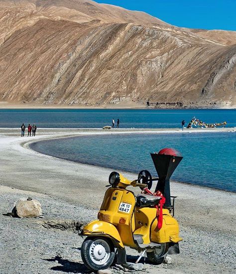 3 idiots scooter , Pangong Lake  , Leh Pangong Lake, Bhutan Travel, Travel Pose, India Travel Guide, Amazing India, Leh Ladakh, Holiday Travel Destinations, Vision Board Pictures, Lake Photography