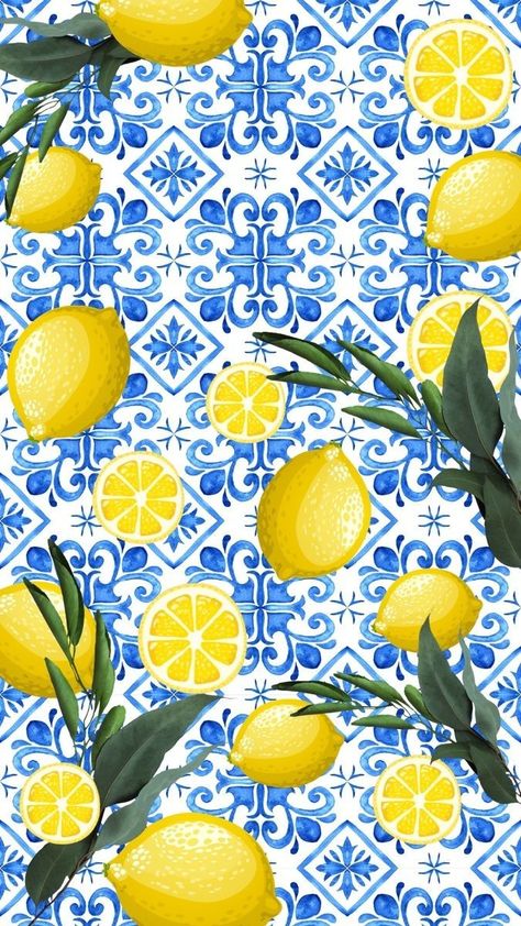 Italy Pattern Design, Lemon Pattern Wallpaper, Tile Phone Wallpaper, Tile Wallpaper Iphone, Talavera Wallpaper, Watercolor Tiles, Backgrounds For Phones, Lemon Wallpaper, Lemon Background