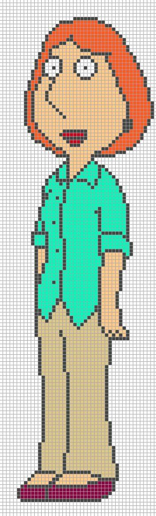 Lois - Family Guy perler bead pattern Lois Family, Minecraft Pixel Art Templates, Lois Griffin, Cross Stitch Family, Graph Paper Drawings, Easy Pixel Art, Pixel Art Templates, Art Templates, 8bit Art