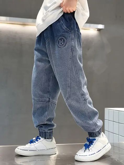 Boys Casual Cotton Jeans Pockets Spring Autumn - Temu Netherlands Kids Jeans Boys, Men Jeans Loose, Denim Outfits, Denim Cargo Pants, Jean Large, Boys Denim, Jeans Cargo, Long Trousers, Jeans Casual