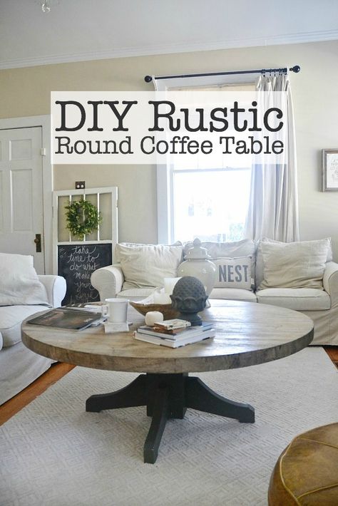 DIY Round Coffee Table - Turn a dining room table into a coffee table!! Diy Table Base, Diy Round Coffee Table, Round Coffee Table Diy, Round Dining Room Table, Round Dining Room, Perfect Coffee Table, Diy Coffee Table, Diy Table, Round Coffee Table