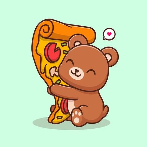 Catalyststuff | Freepik Pizza Bear, Pizza Cartoon, Animal Food, Food Icon, Vector Icons Illustration, Bear Hug, Flat Vector, Cute Bear, Cute Bears