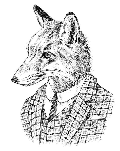 Fox dressed up in suit illustration | Premium Vector #Freepik #vector #fox-head #cartoon-character #human-cartoon #cartoon Cryptid Ideas, Cartoon Fox Drawing, Suit Illustration, Scandinavian Illustration, Suit Drawing, Fox Poster, Hipster Dog, Fox Drawing, Fox Dress