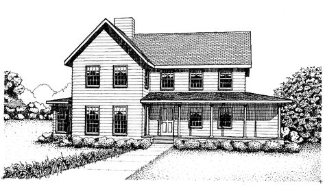 Country House Plan with 1974 Square Feet and 4 Bedrooms from Dream Home Source | House Plan Code DHSW64859 Farmhouse Floor Plans, Shingle Exterior, Country Style House, Porch And Balcony, Country Style House Plans, Country House Plan, House Plans Farmhouse, Country House Plans, Country Design