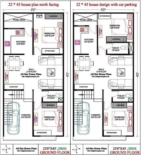 25×50 House Plan, 20x30 House Plans, Drawing House Plans, Square House Plans, North Facing House, 20x40 House Plans, 30x40 House Plans, Duplex Floor Plans, 2bhk House Plan