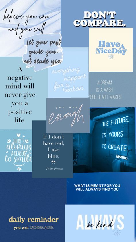 Blue Aesthetic Wallpaper With Quotes, Blue Aesthetic Wallpaper Motivation, Quotes On Blue Background, Blue Background With Quotes, Motivational Quotes Blue Aesthetic, Light Blue Aesthetic Wallpaper Quotes, Soft Blue Aesthetic Quotes, Cerulean Blue Aesthetic, Royal Blue Quotes