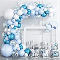 Check this out! Adult Birthday Decorations, Anniversary Party Decorations, Pastel Balloons, Blue Balloon, Metallic Balloons, Garland Arch, Fiesta Baby Shower, Shower Themes, White Balloons