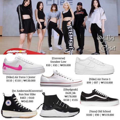 (G)I-DLE’S CLOSET (여자)아이들 옷장 on Instagram: “[#REQUEST][#여자아이들] Uh Oh Dance Practice  #소연 #민니 #미연 #슈화 #수진 #우기 #minnies_closet #soyeons__closet #shuhuas_closet #soojins_closet…” Converse Run Star Hike Kpop, Kpop Idol Shoes, Kpop Converse, Converse Run Star Hike Outfit, Airport Fashion Kpop, Converse Style Women, Idol Outfit, Converse Run Star Hike, Converse Run